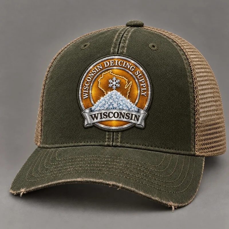 Wisconsin Deicing Supply trucker hat with state badge